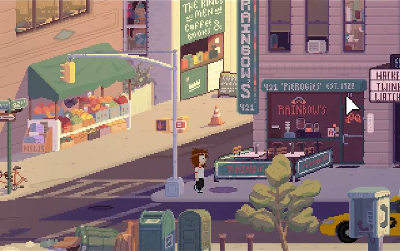 Mara walks down a street in Perfect Tides: Station to Station.