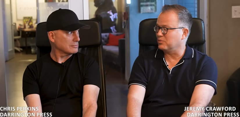 Chris Perkins and Jeremy Crawford during a 2025 interview with Todd Kenreck
