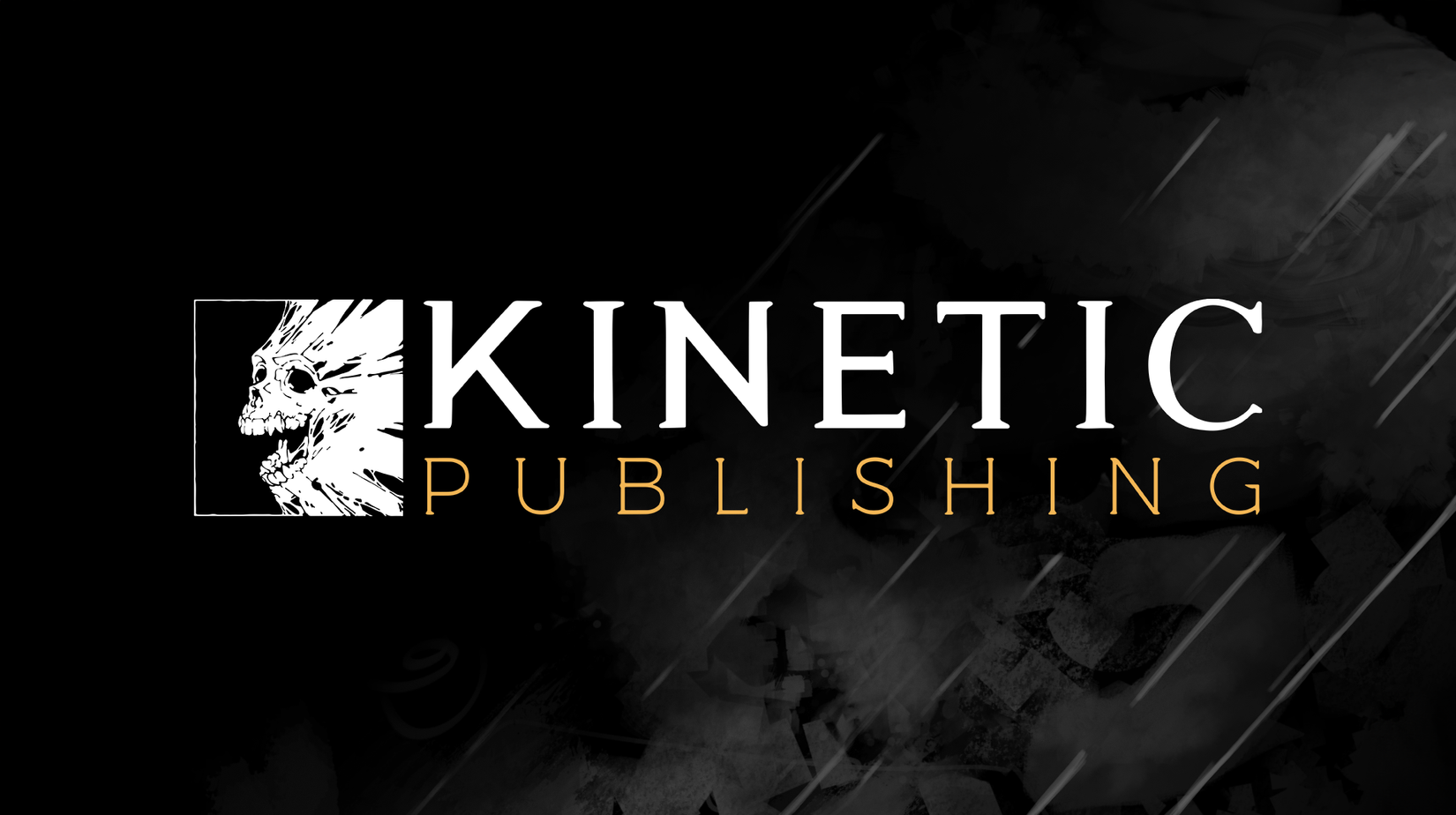 The logo for Kinetic publishing, which shows its name next to a skull on the left