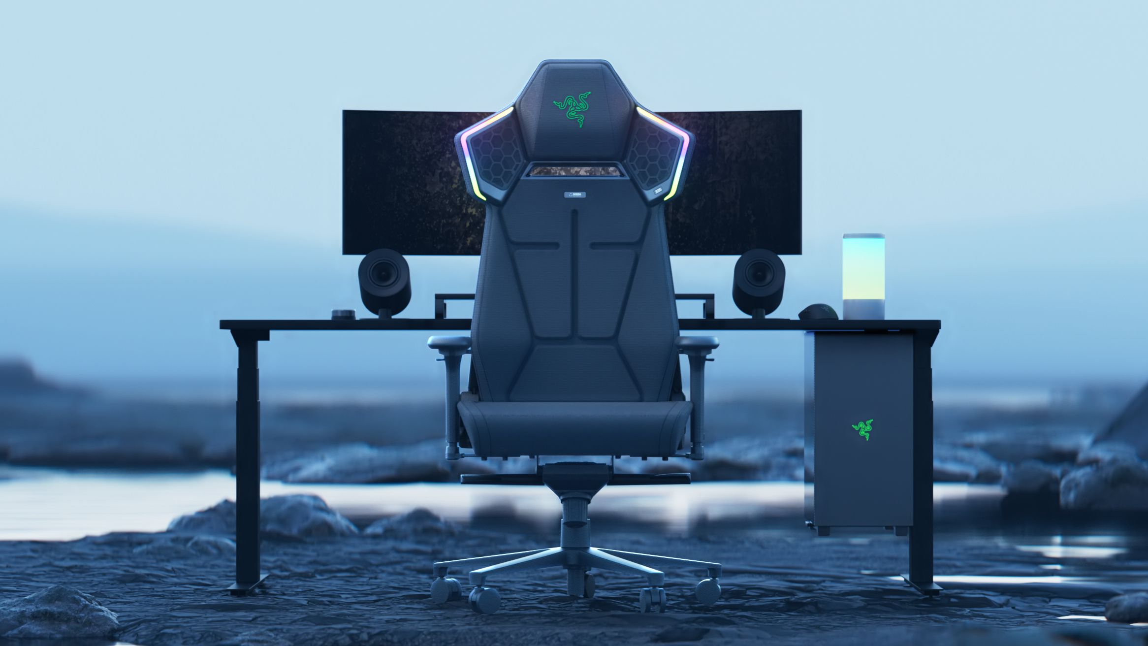Razer's ultimate gaming chair packs in haptics, THX speakers, and RGB lighting