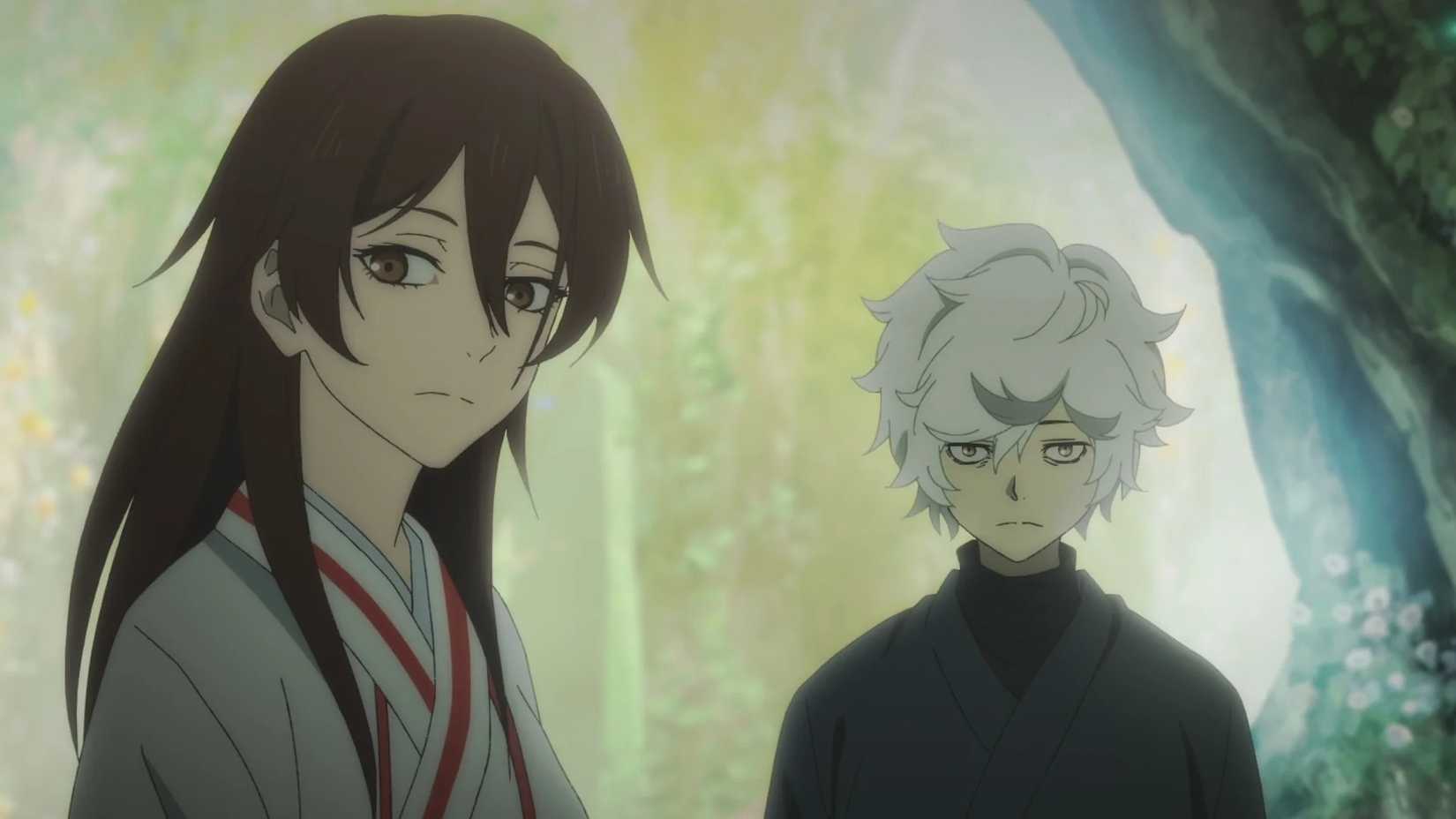 Gabimaru and Sagiri look into the distance in Hell's Paradise