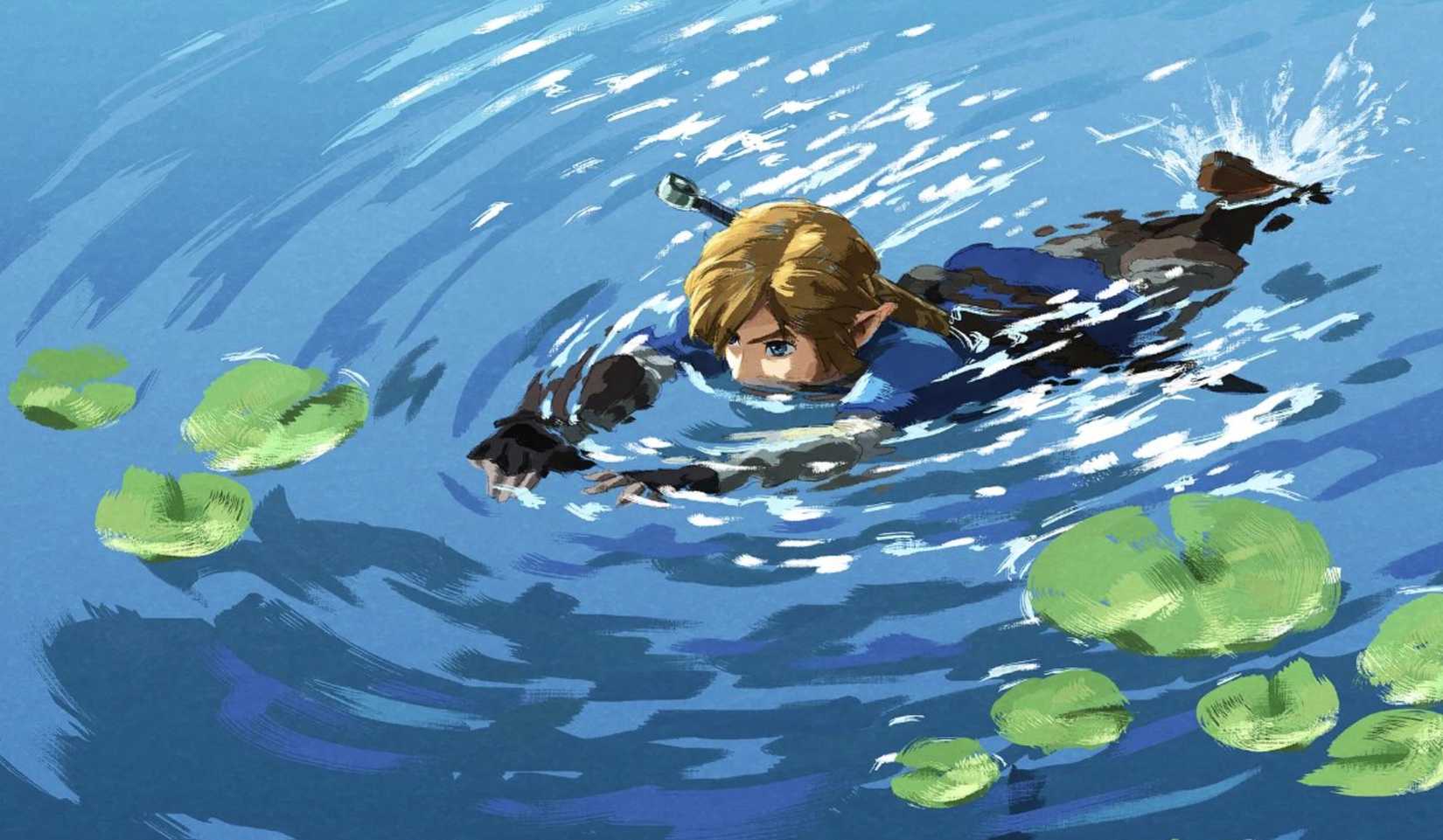 Link swimming TOTK key art