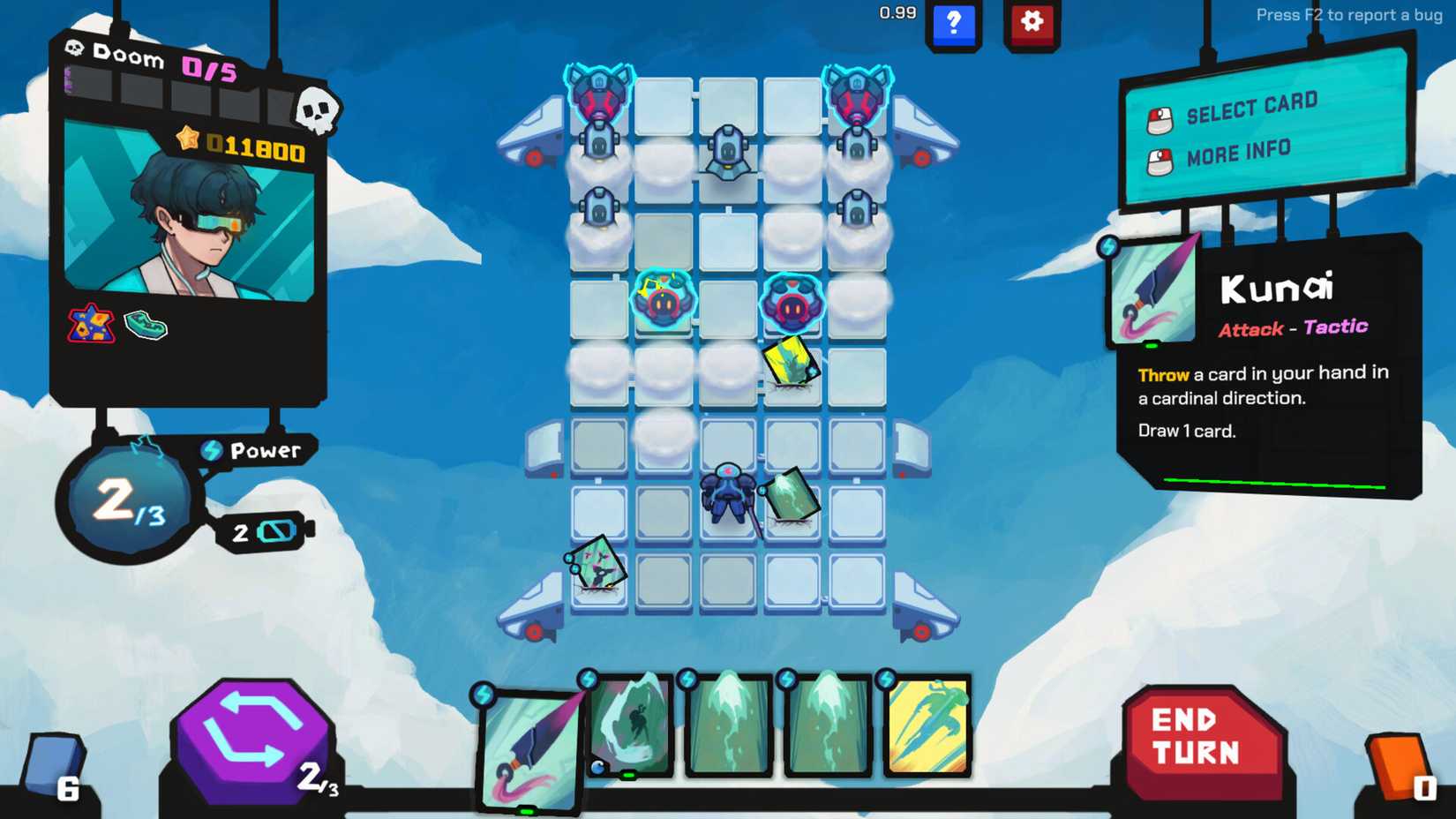 A match of StarVaders, the roguelike deckbuilder that reinvents Space Invaders.