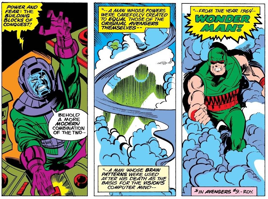 Kang in The Avengers #131 summoning Wonder Man to life