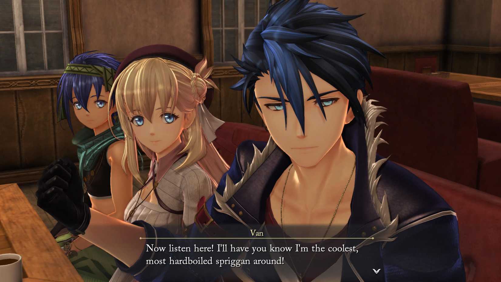 A Trails Beyond the Horizon screenshot showing van saying 
