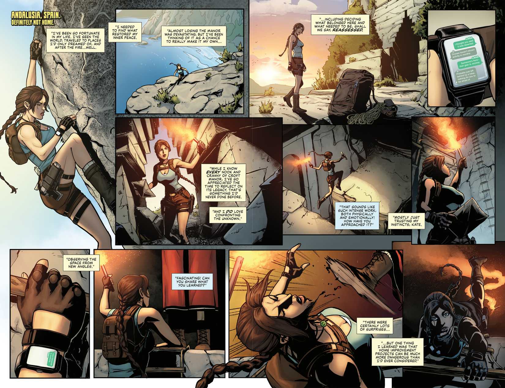 Lara Croft exploring a tomb in the Sacred Artifacts comic