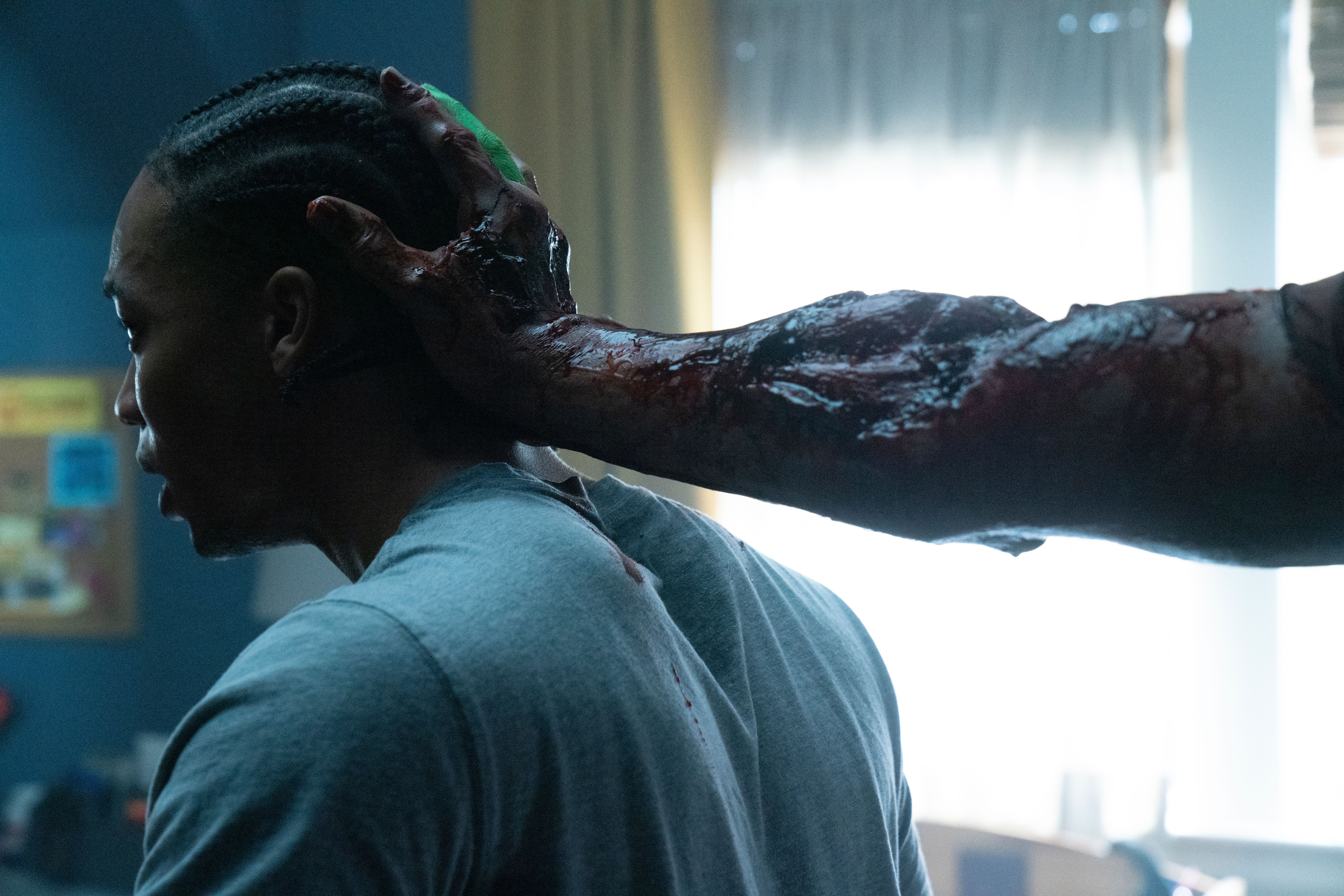 A haunting still from the horror film Whistle