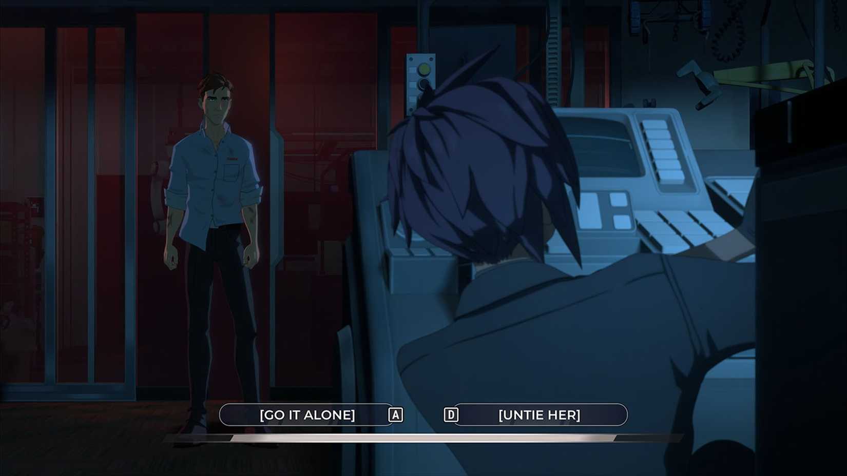 Robert choosing to untie Invisigal or leave alone in Dispatch.