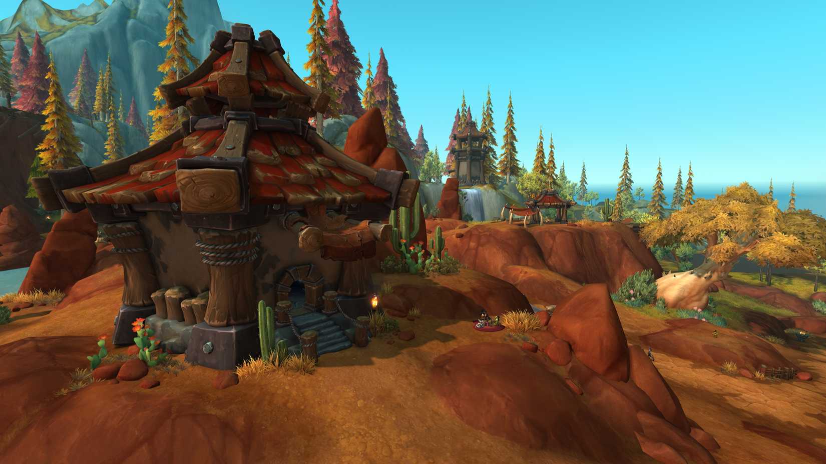 A mountain forest neighborhood in World of Warcraft housing