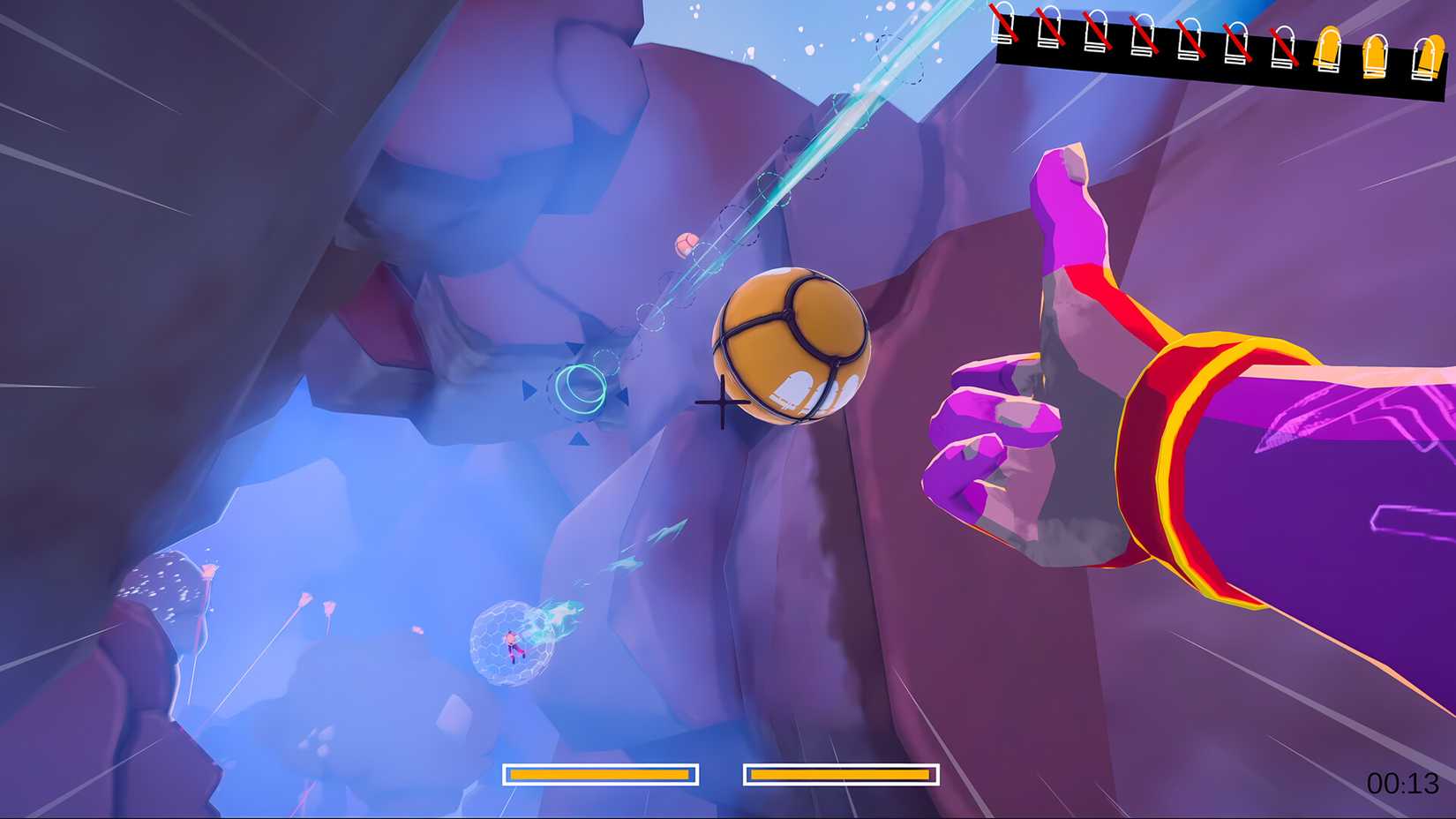 Smoke Wallace aims his finger gun at an orb in Aerial_Knight's DropShot.