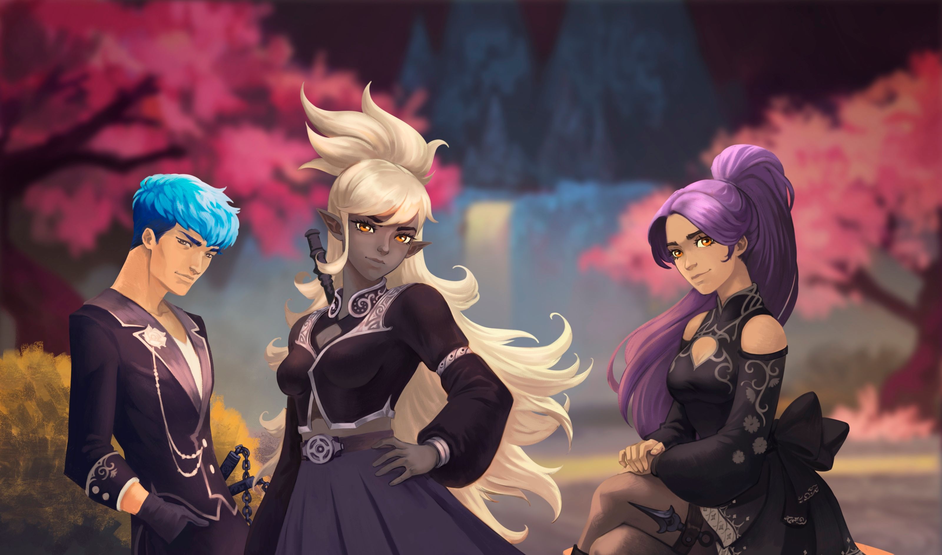 Art featuring three Idols in a K-Pop D&D setting