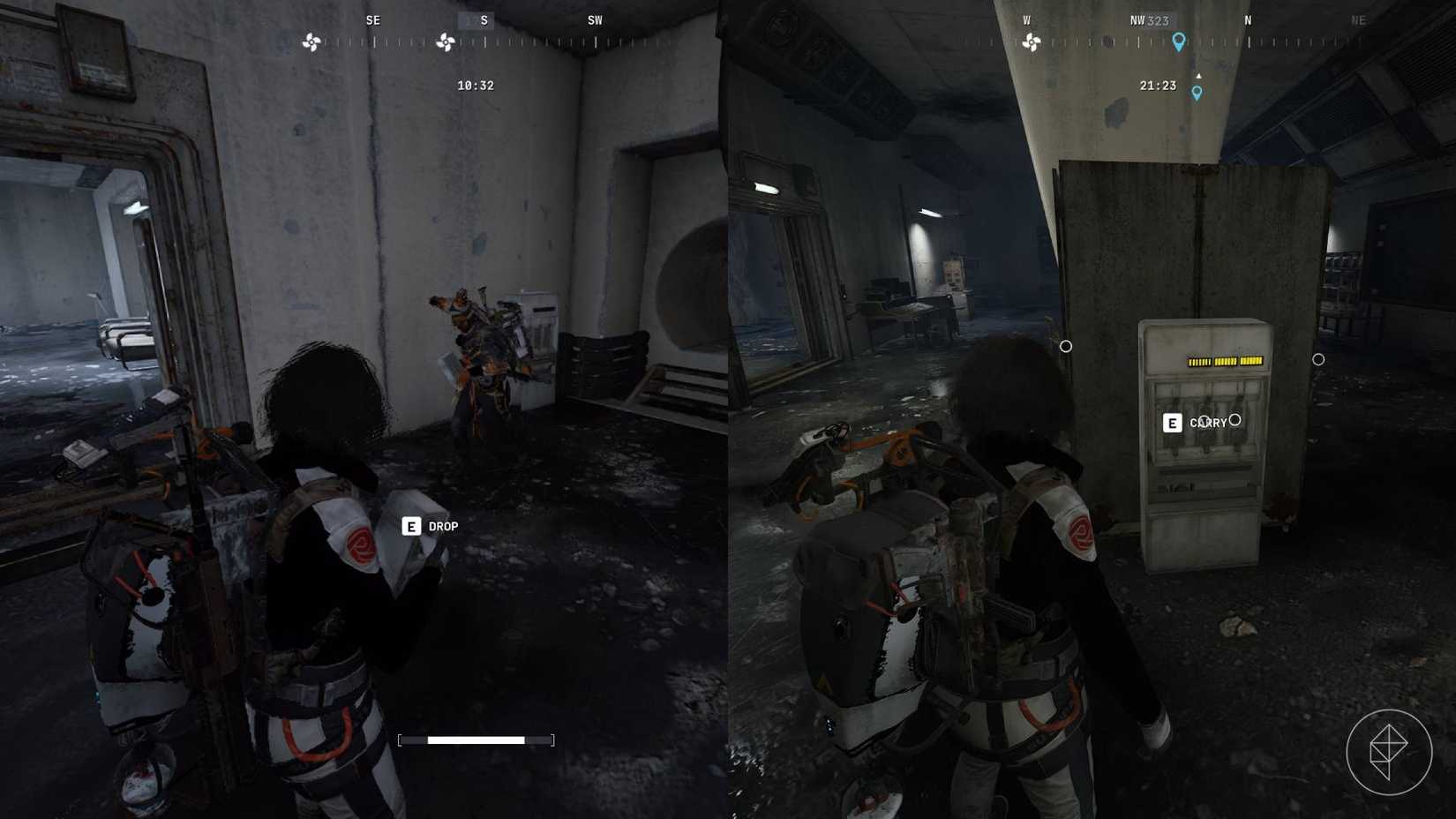 The left-hand image shows the battery cell location at the top of the stairs while the right-hand image shows the one downstairs.