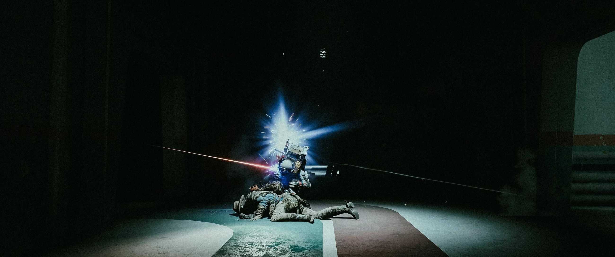 A raider in Arc Raiders being shot while trying to loot another downed raider.