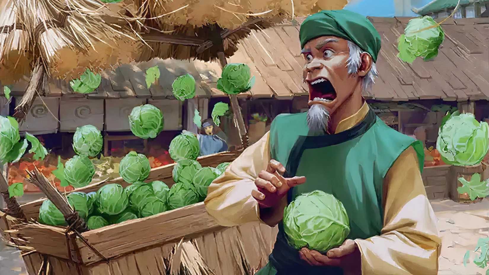 A merchant selling cabages