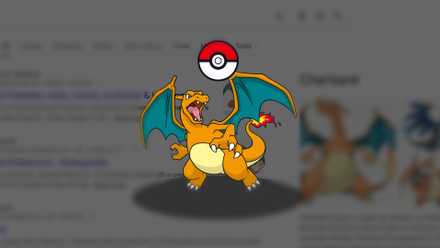 Charizard being caught with a Poké Ball via a Google Search