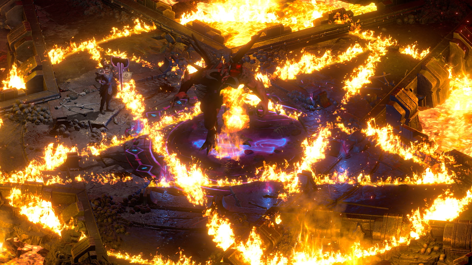 Warlock using a fire pentagram spell in Diablo 2