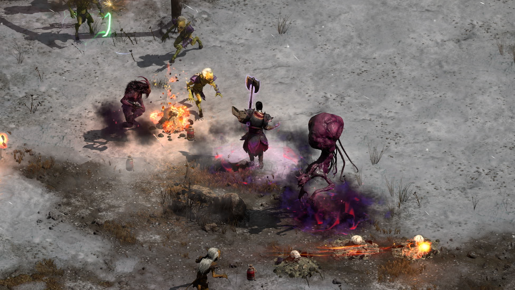 Gameplay screenshot of the Warlock class in Diablo 2: Resurrected