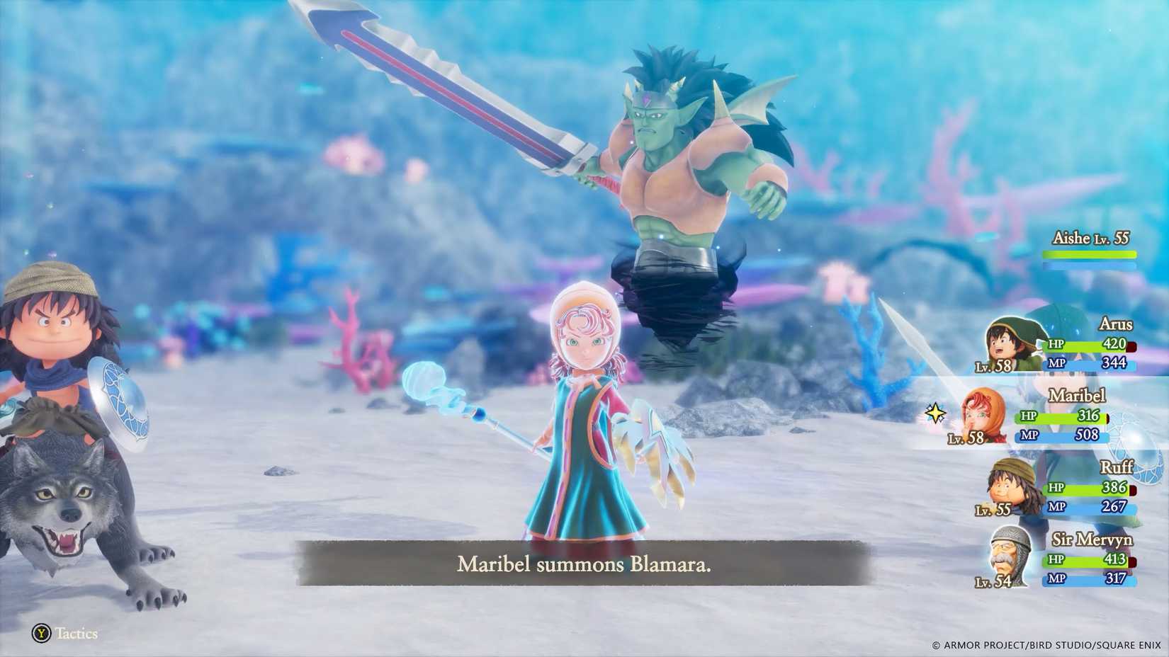 Maribel summons Blamara in a screenshot from Dragon Quest 7 Reimagined