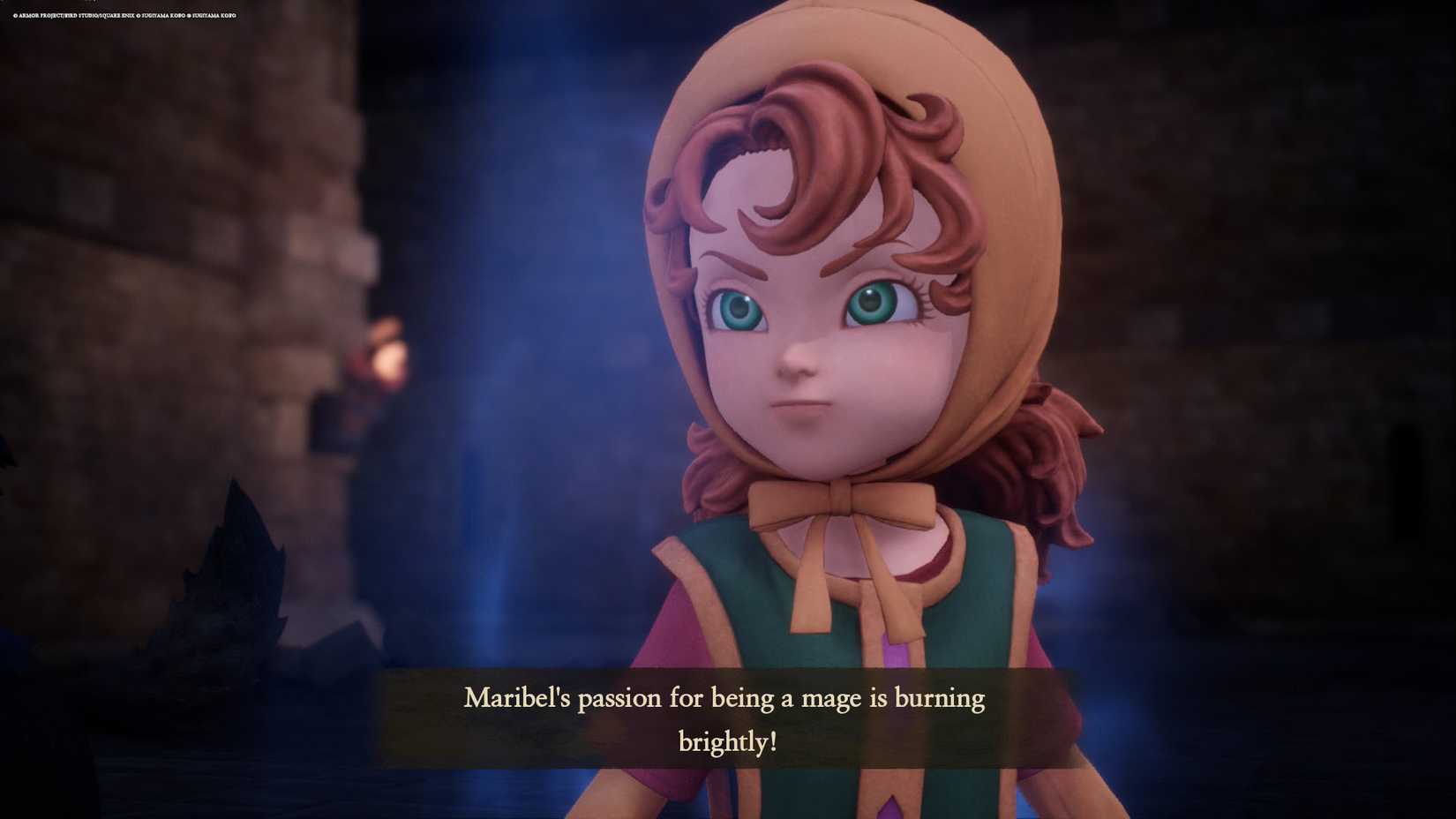 A Dragon Quest 7 Reimagined screenshot showing Maribel activating her Mage special ability