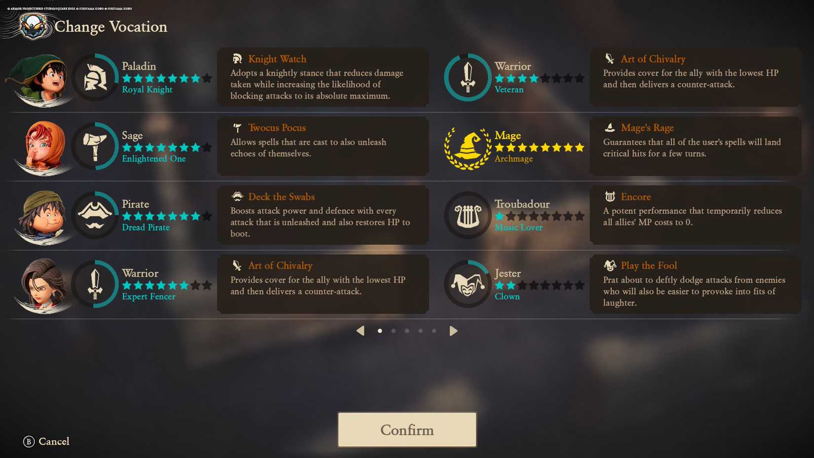 Dragon Quest 7 Reimagined screenshot showing the last screen players see before changing vocations