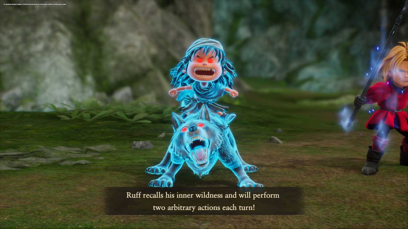A Dragon Quest 7 Reimagined screenshot showing Ruff activating his special ability