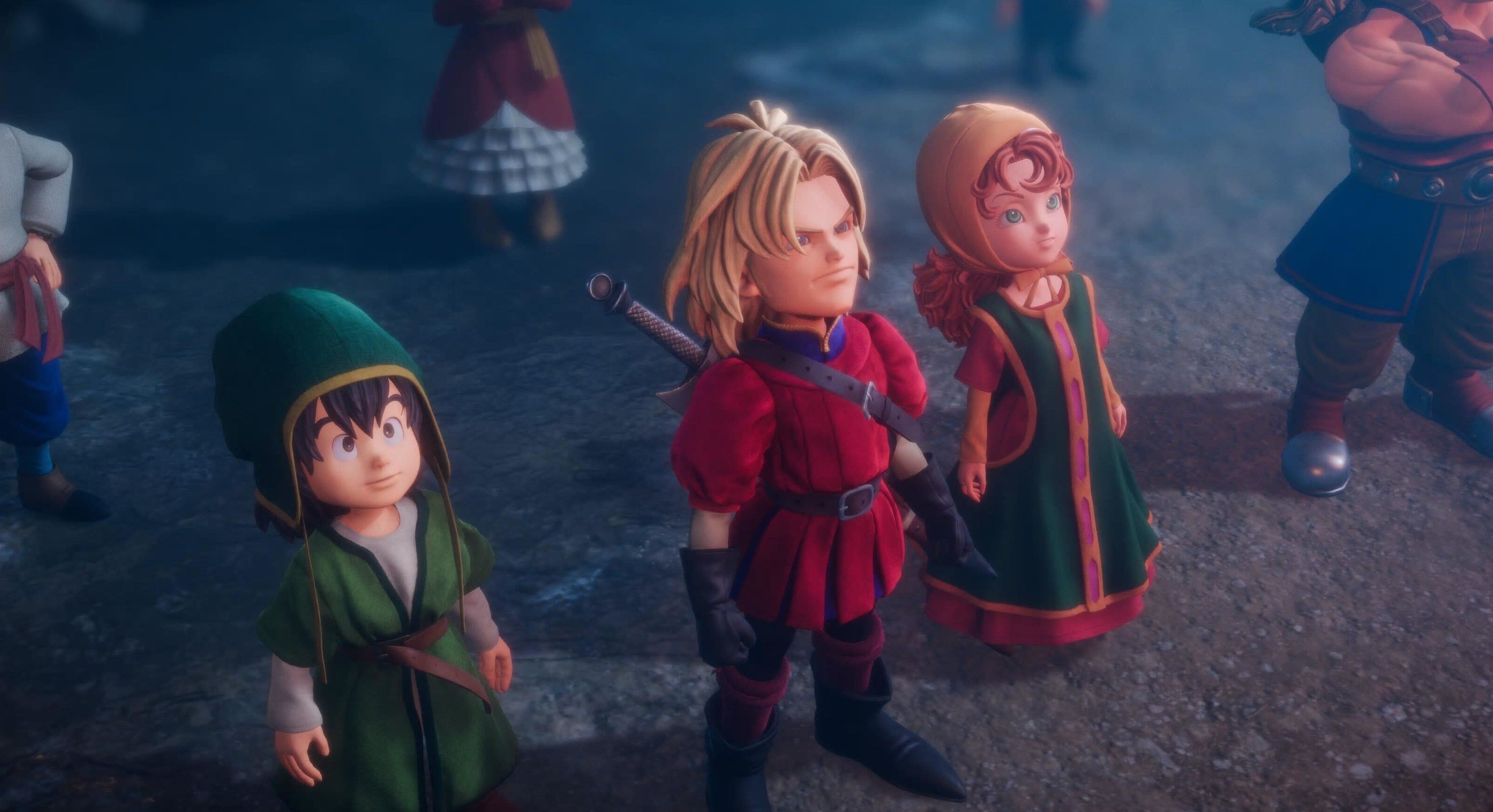 Dragon Quest 7 Reimagained party members stand in a row.
