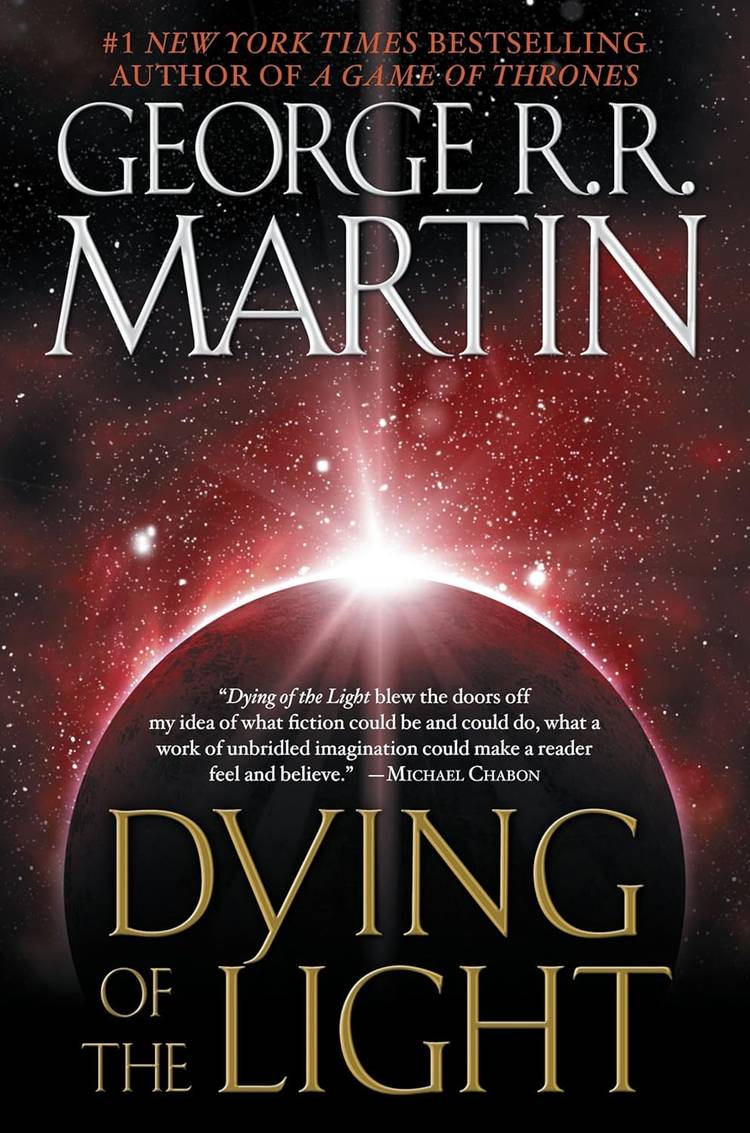 The cover of Dying of the Light featuring a planet outlined in red light.