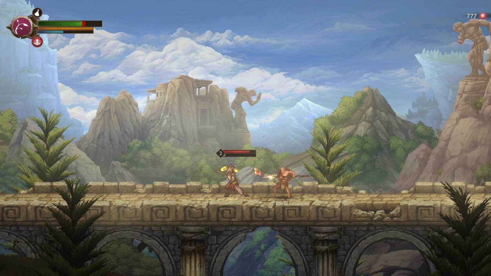Kratos fighting an enemy with his spear in a screenshot from God of War Sons of Sparta