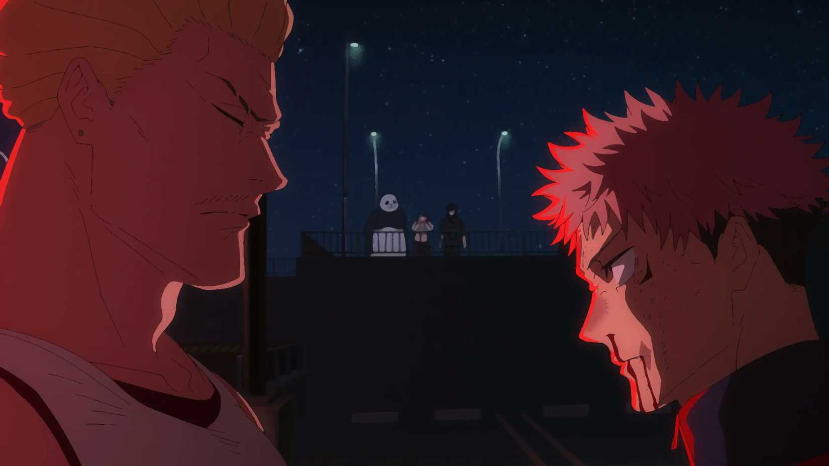 Yuji and Hakari converse after their fight in Season 3, Episode 6 of Jujutsu Kaisen
