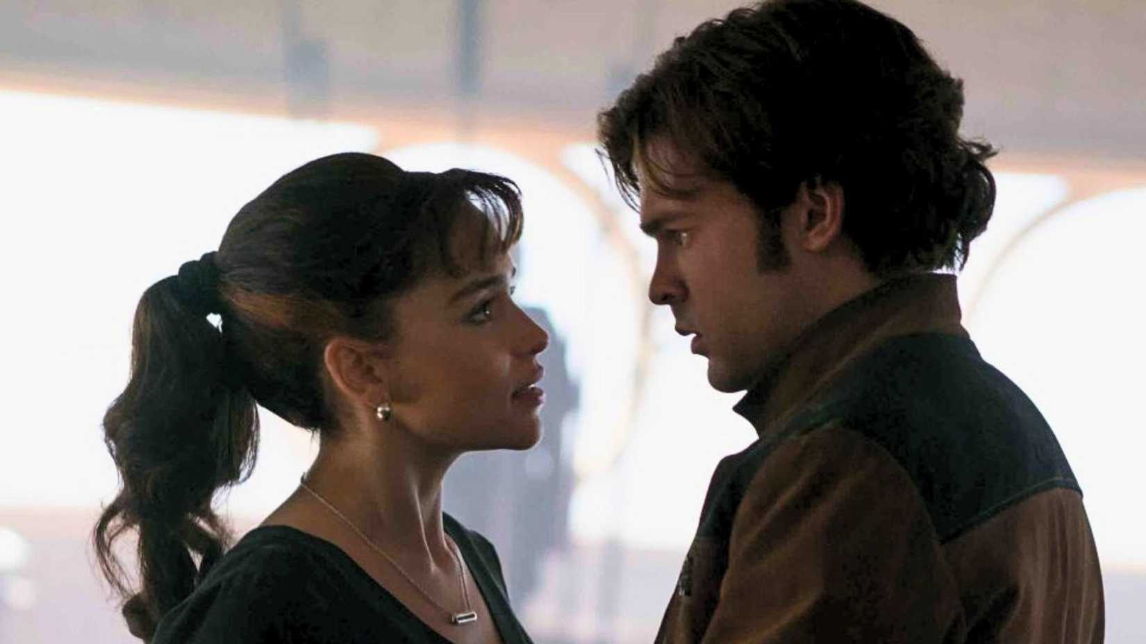 Han and Qi'ra during their reunion in Solo