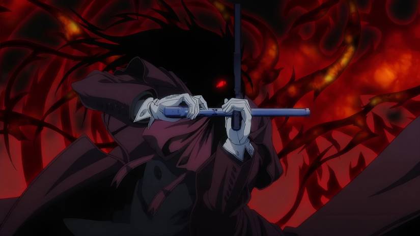 Alucard wields his dual pistols in Hellsing Ultimate