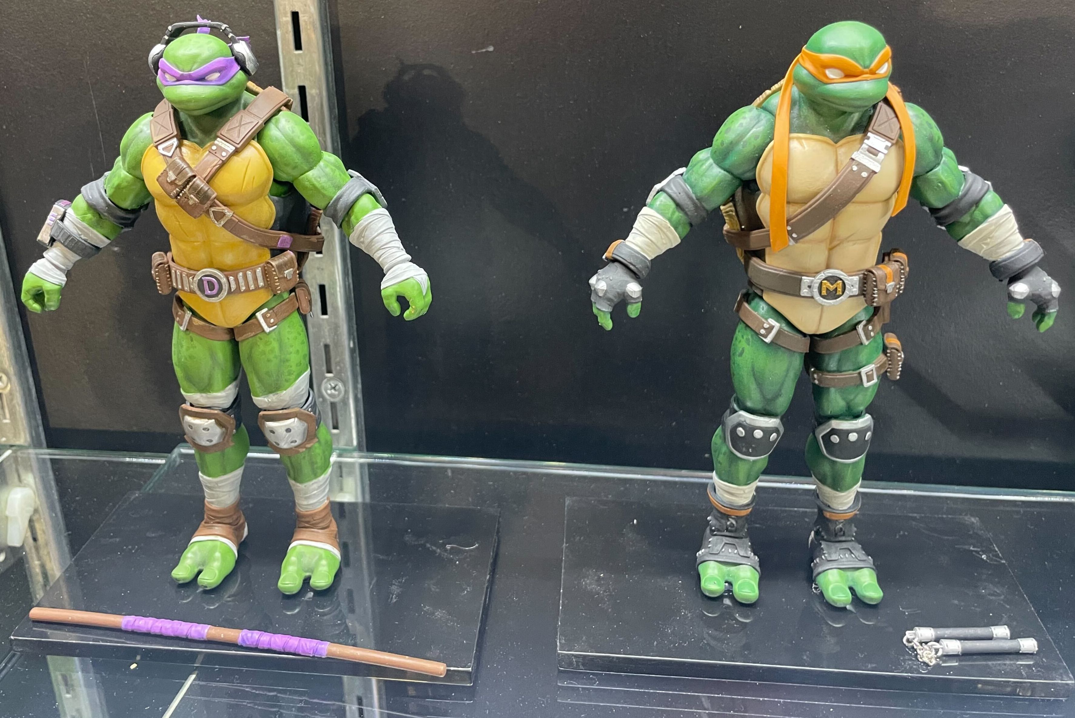 NECA Figures of Donatello and Michelangelo from Teenage Mutant Ninja Turtles, as seen in Fortnite