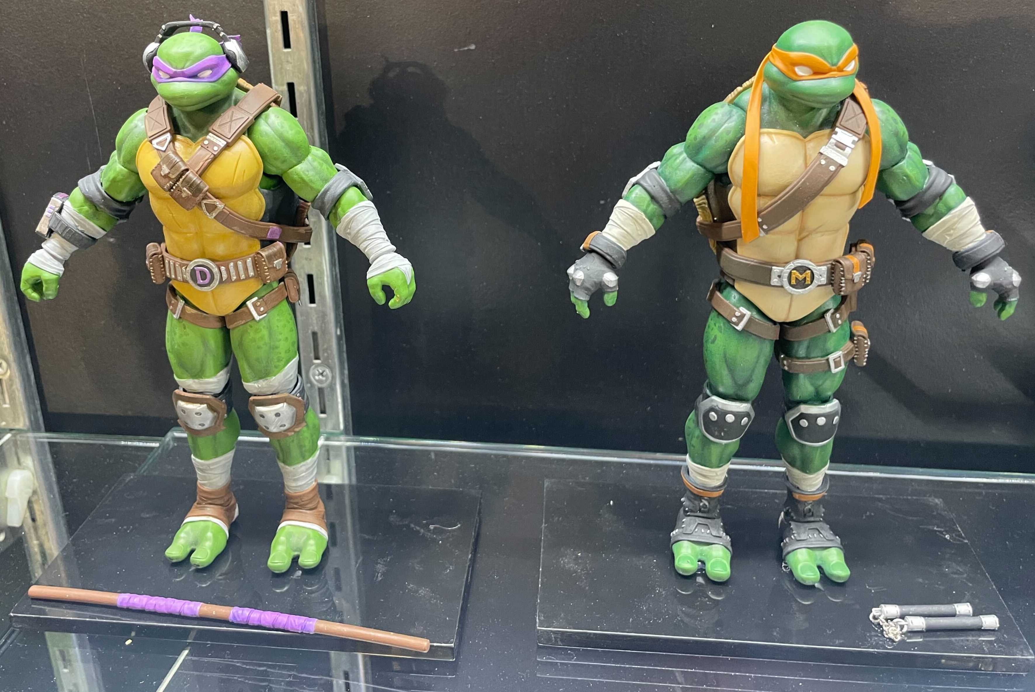 NECA Figures of Donatello and Michelangelo from Teenage Mutant Ninja Turtles, as seen in Fortnite