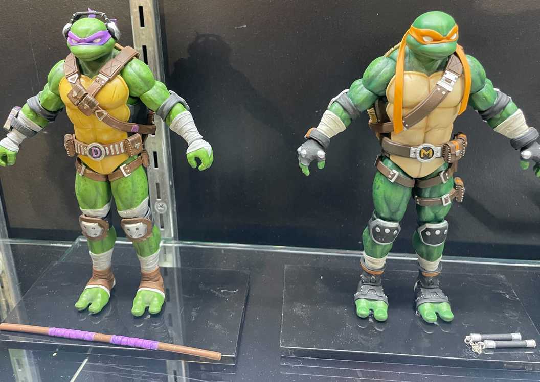 NECA Figures of Donatello and Michelangelo from Teenage Mutant Ninja Turtles, as seen in Fortnite