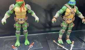 NECA Figures of Raphael and Leonardo from Teenage Mutant Ninja Turtles, as seen in Fortnite