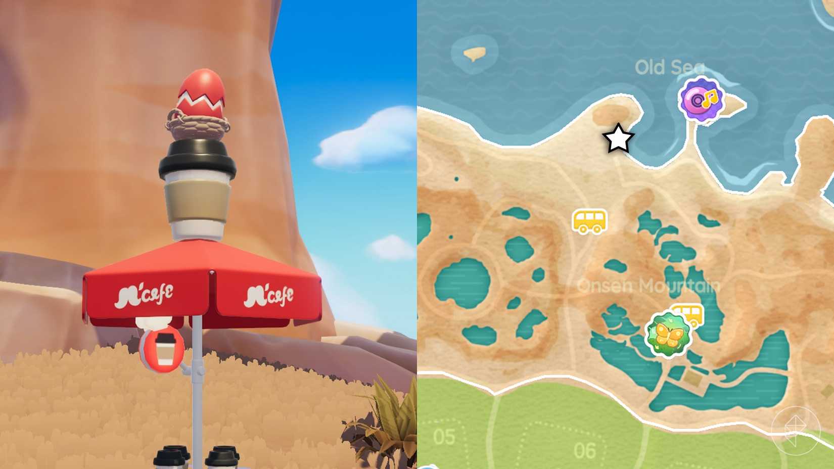 There is a broken red egg on the coffee table in Heartpia.