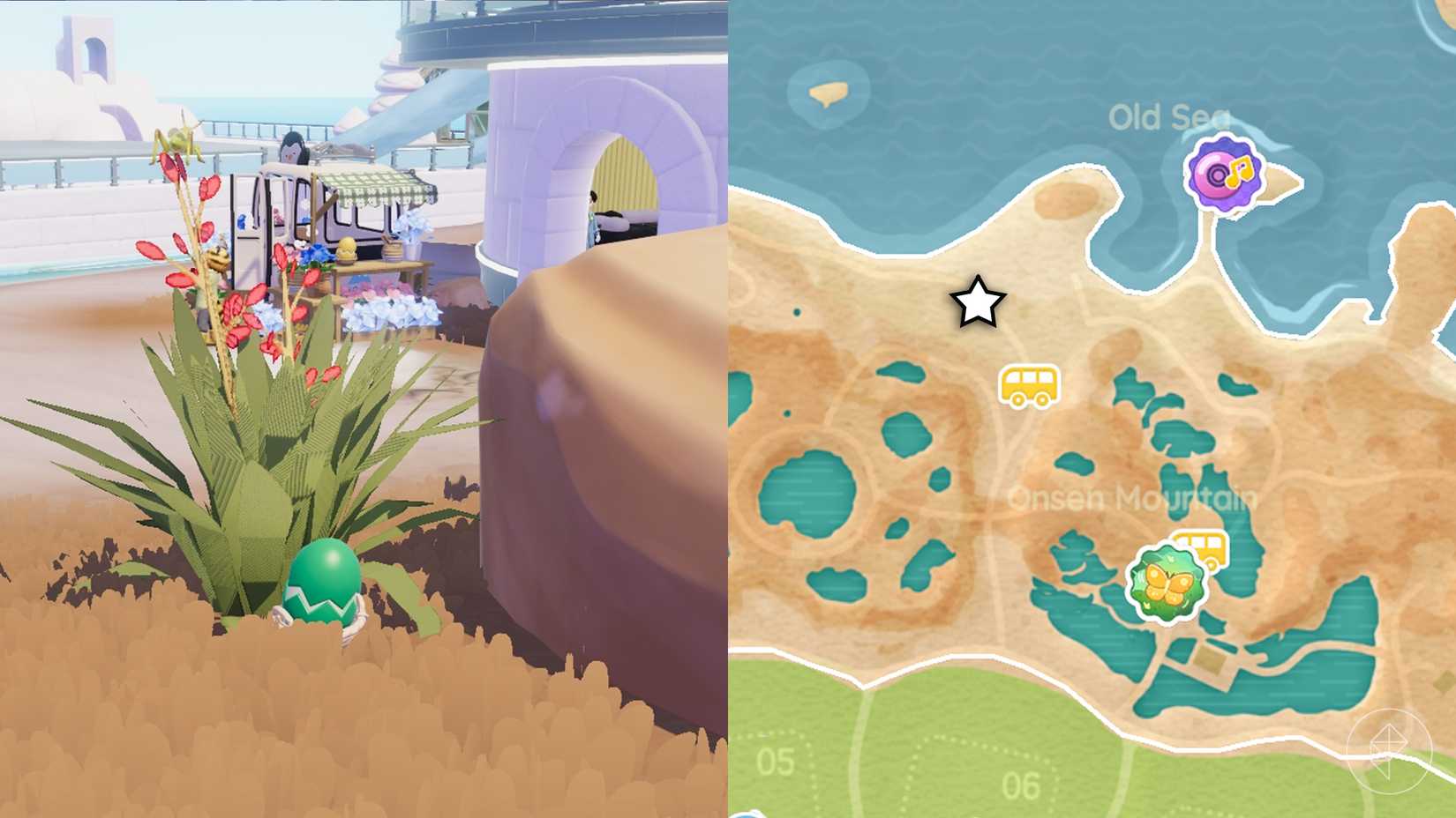 Heartpia's dark green eggs, hidden behind the bushes