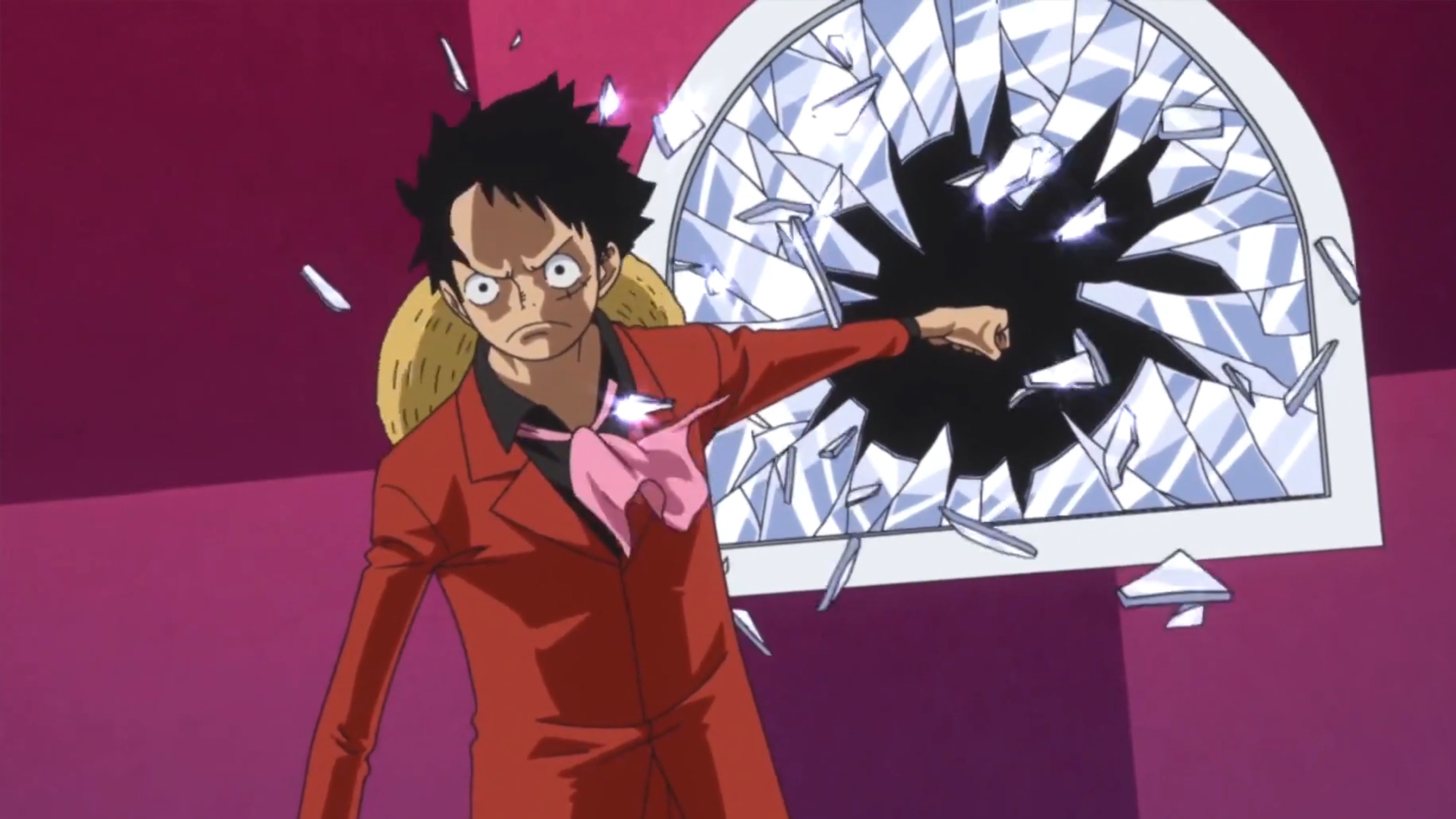 Luffy shatters the mirror to trap Katakuri in the Mirro-World
