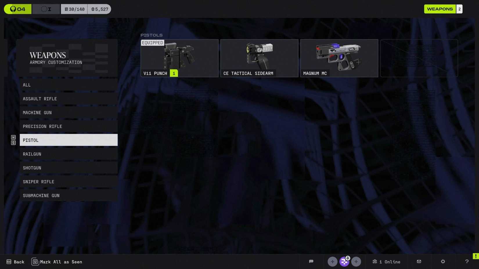 The list of pistols in Marathon.