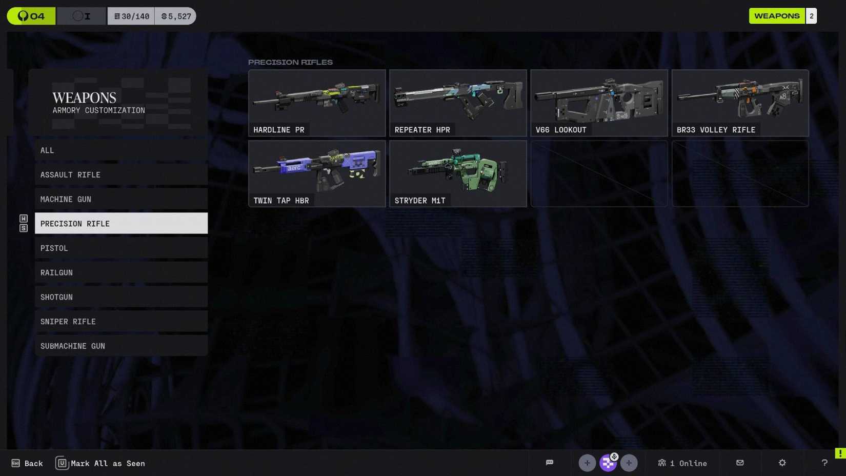 The list of precision rifles in Marathon.