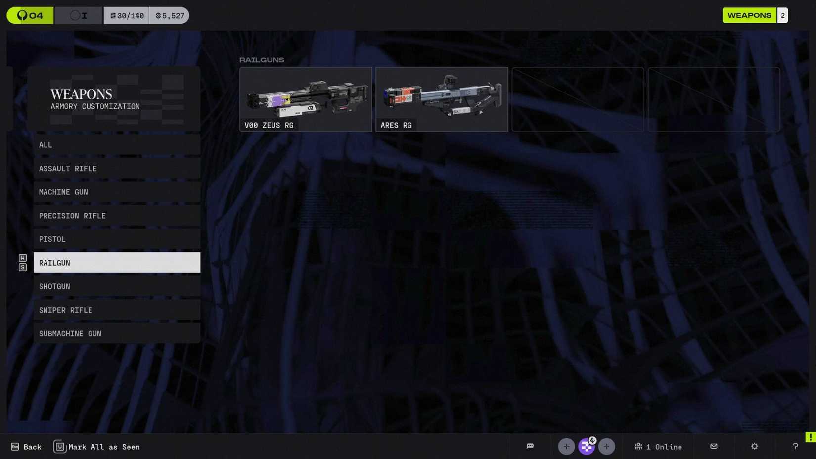 The list of railguns in Marathon.