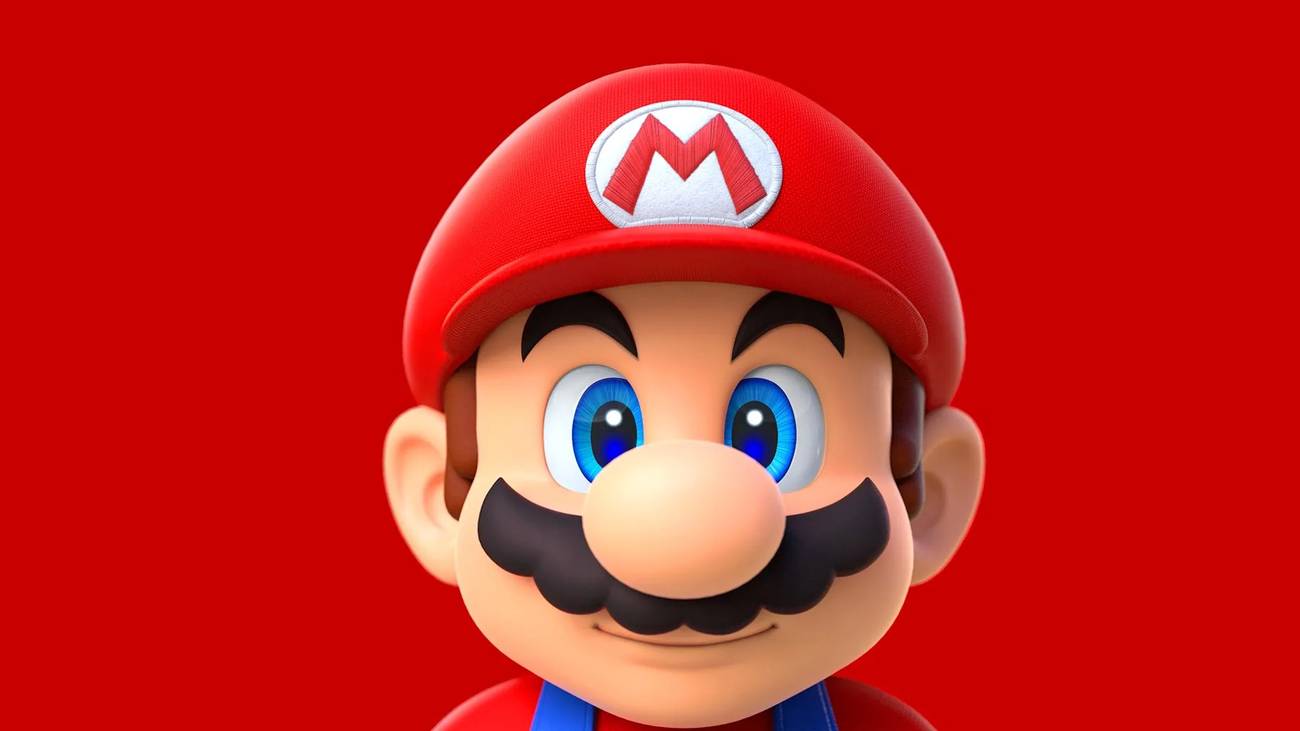 Super Mario's head on a red background