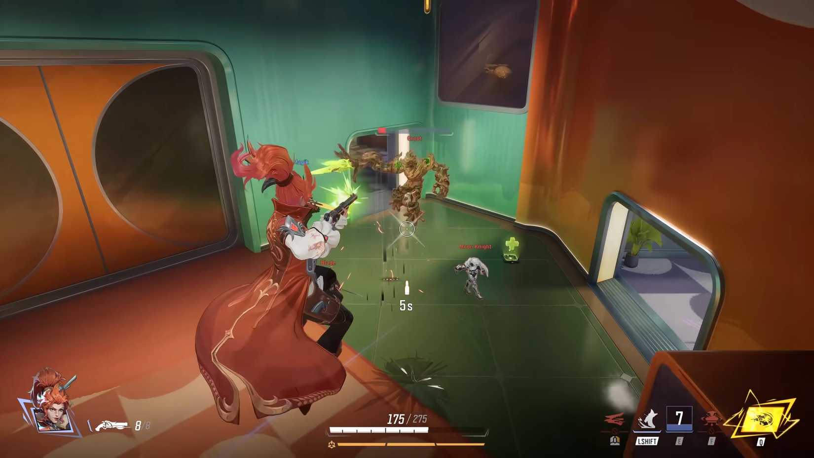 An airborne Elsa attacking Groot in Marvel Rivals