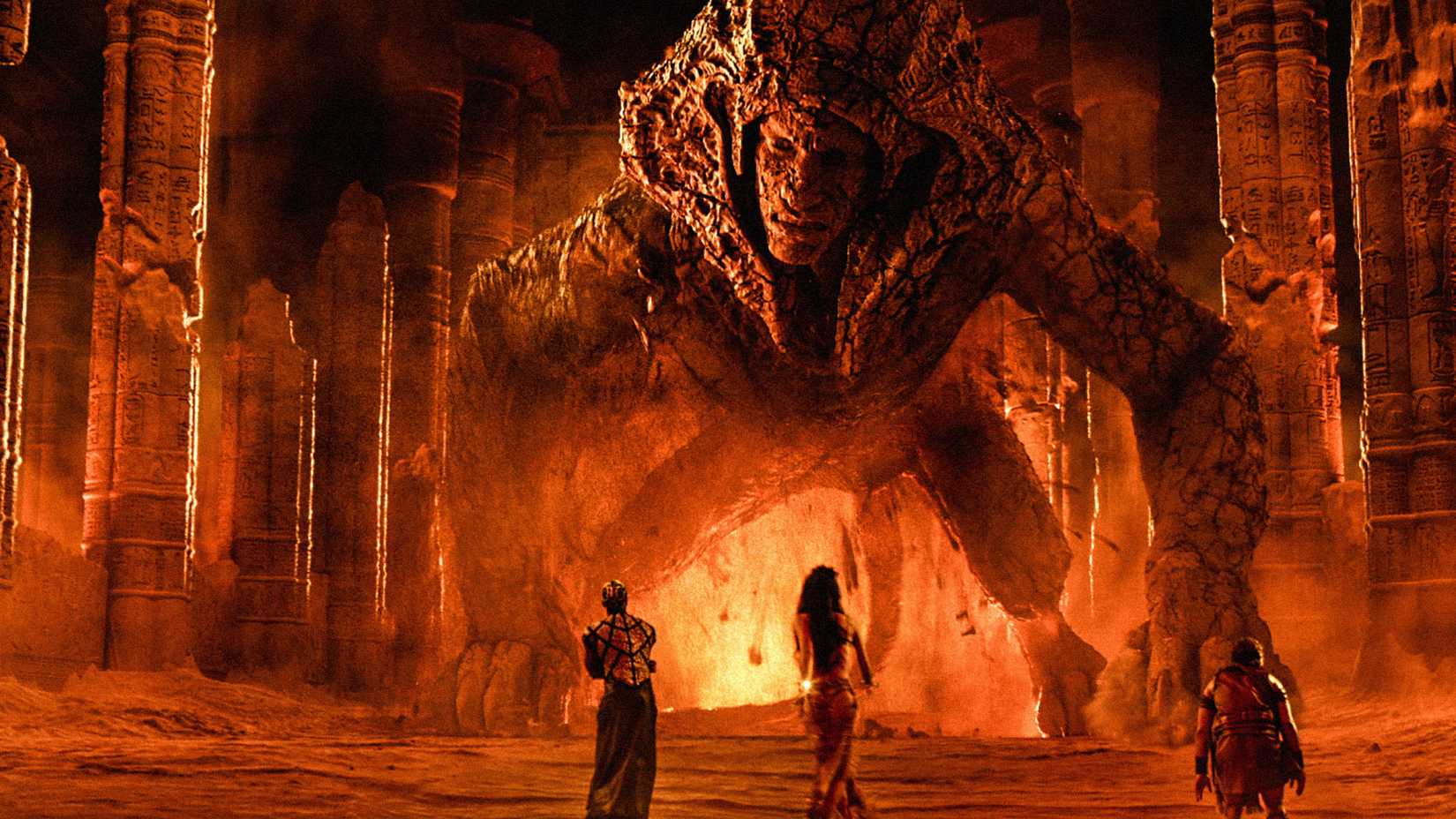 The giant Sphinx towers over the human characters of Gods of Egypt