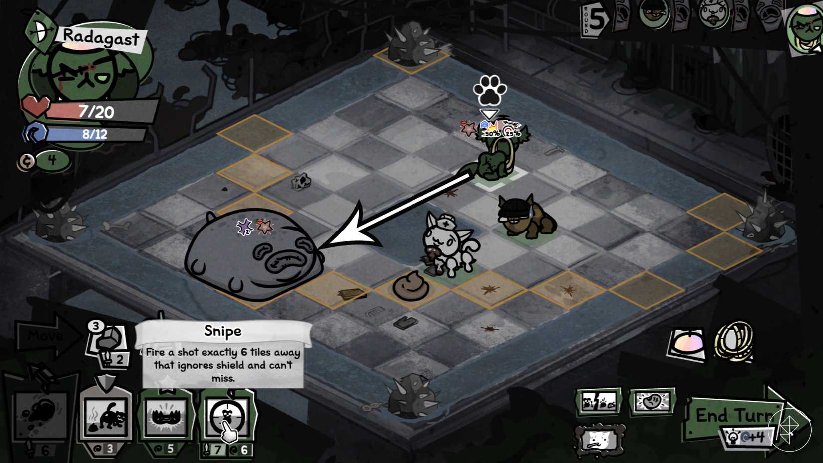 Three cats are fighting against Boris, the Sewers boss in Mewgenics.
