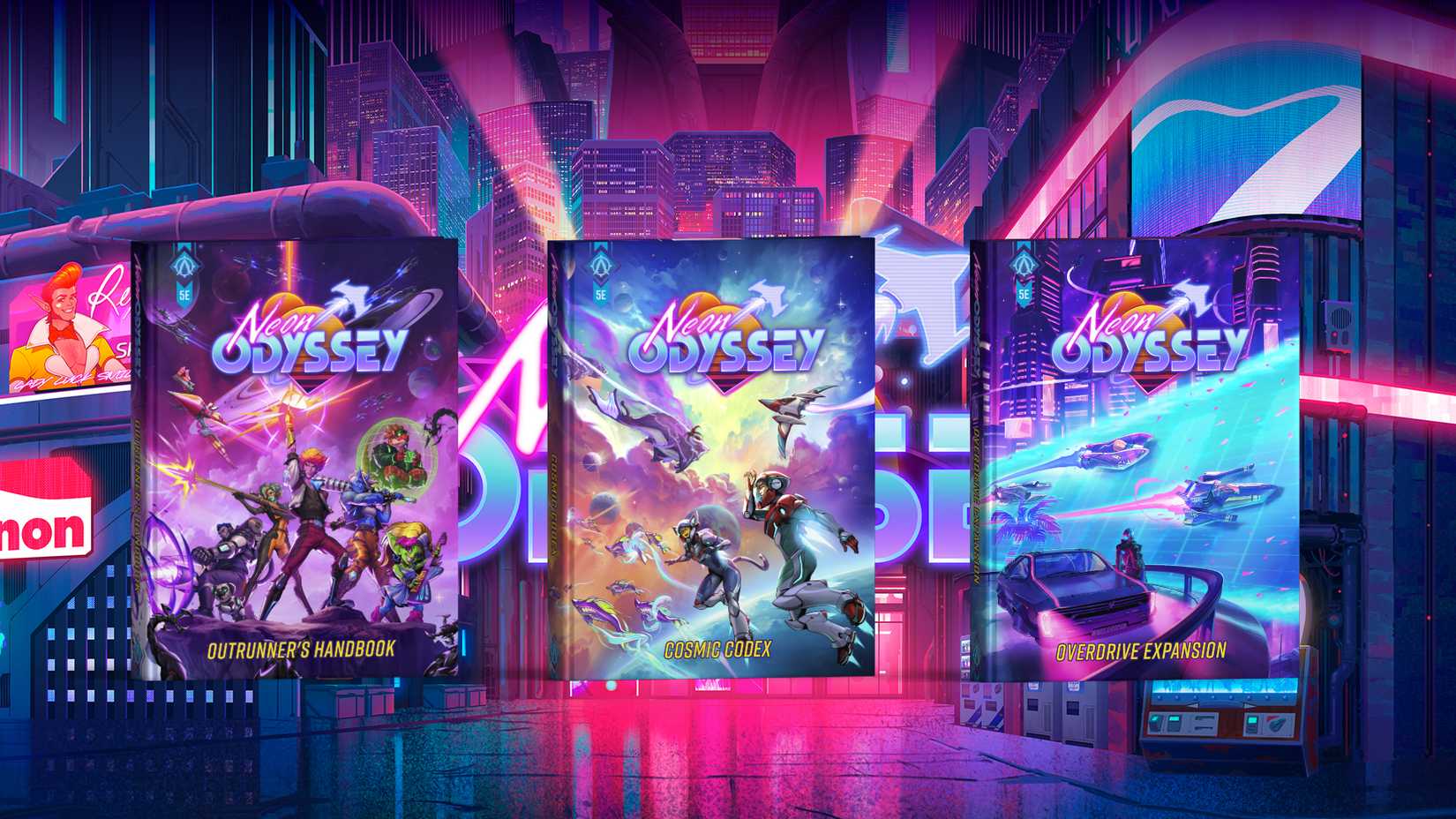 The three core books for the Neon Odyssey D&D campaign