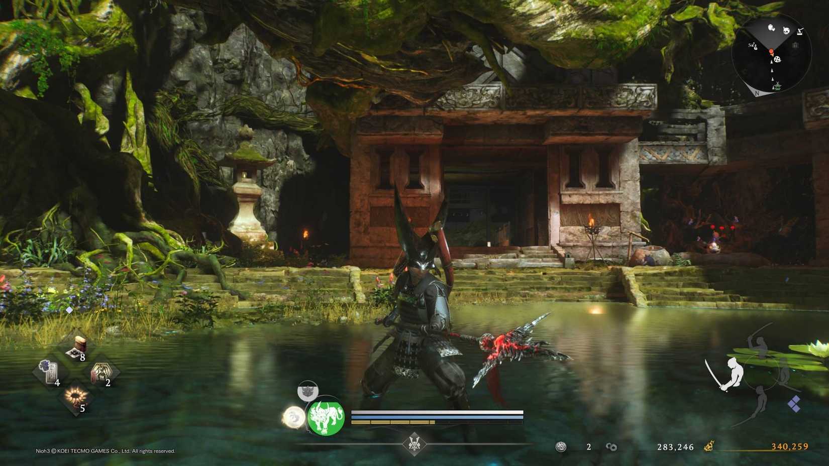 The player in Nioh 3 wielding a Spear.