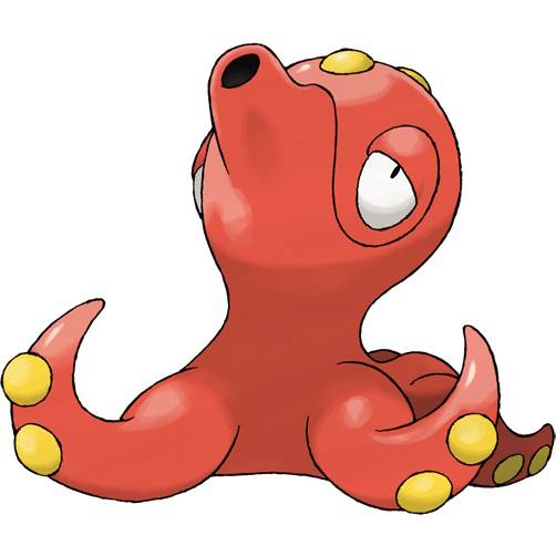 Octillery in Pokemon Leafgreen, a red octopus with a turret-shaped snout