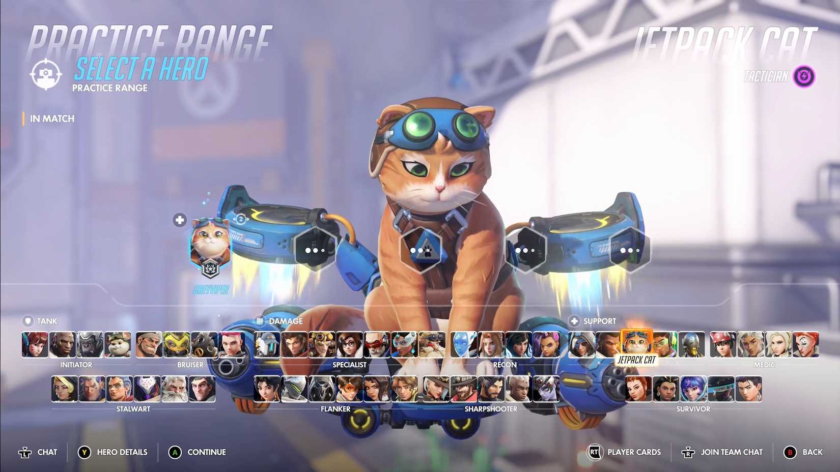 Overwatch hero select screen showing new sub-roles