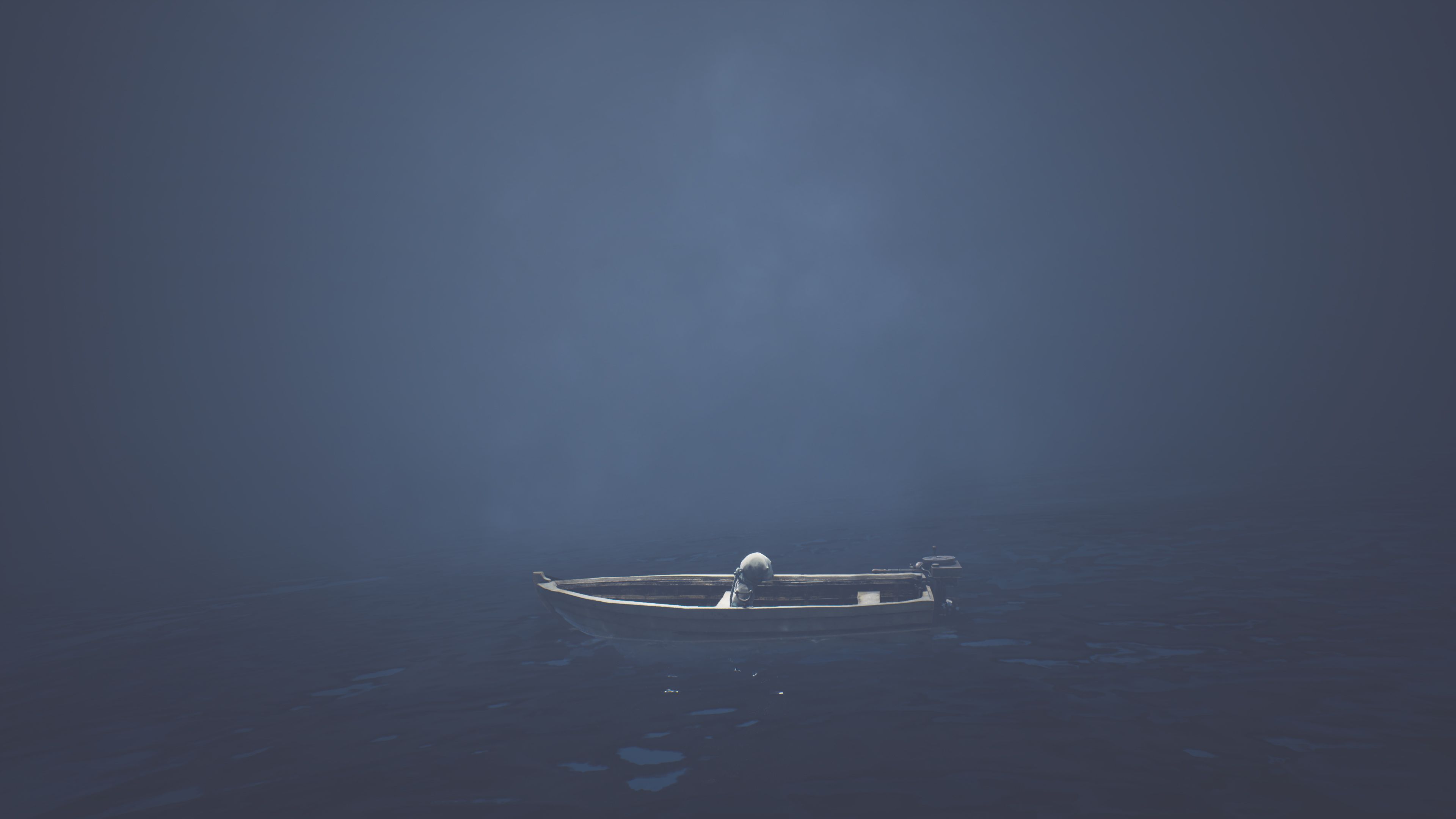 A lone orphan navigating a boat through the haunting waters of Reanimal.